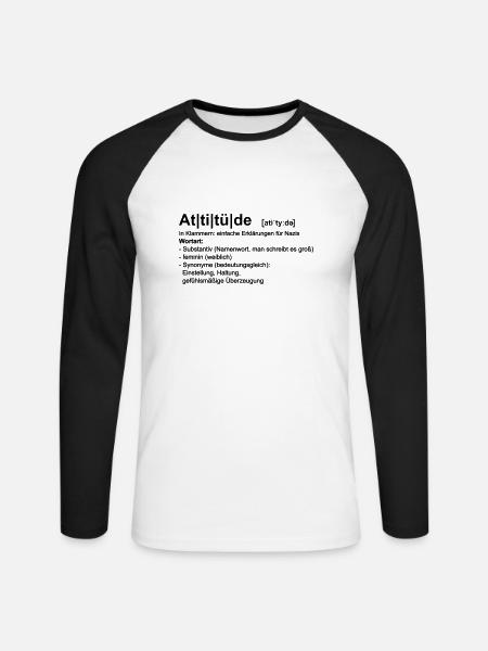 Attitüde - Unisex Baseballshirt langarm - Weiß/Schwarz