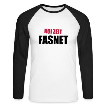 Koi Zeit Fasnet - Unisex Baseballshirt langarm - Weiß/Schwarz - Vorne - Nik (191cm)