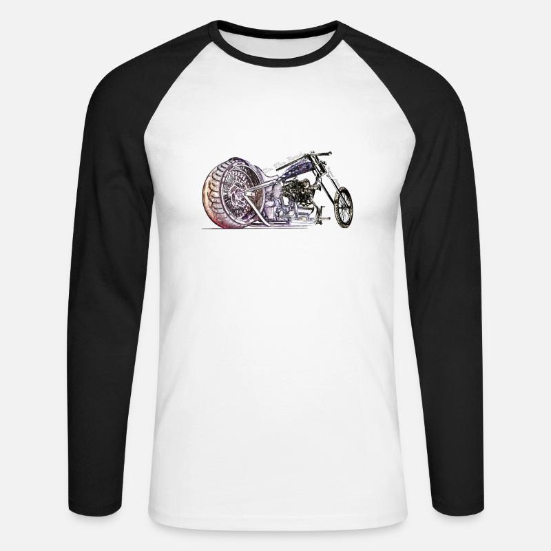 Moto - Maglia da baseball a manica lunga da uomo - bianco/nero