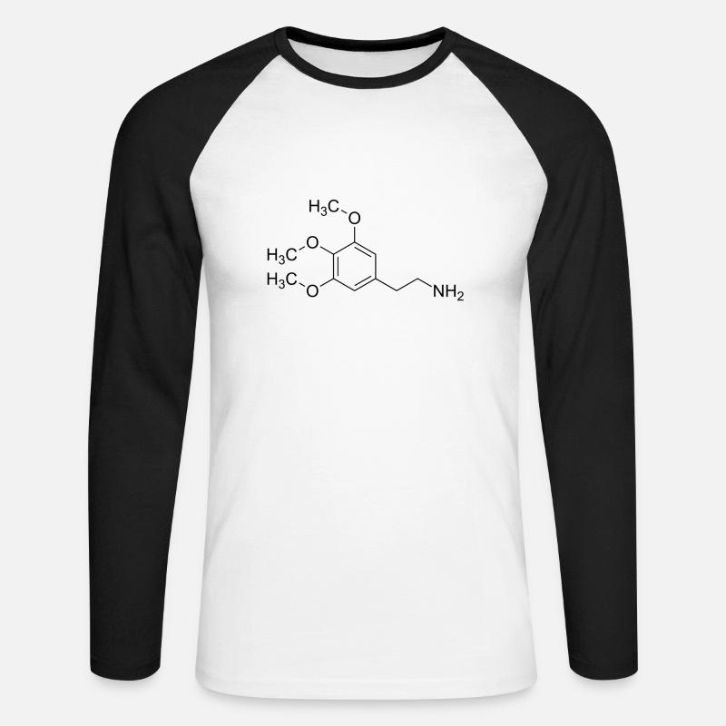 Mescalin Meskalin Strukturformel - Unisex Baseballshirt langarm - Weiß/Schwarz
