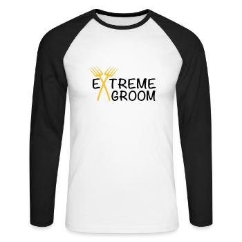 groom - Unisex Baseballshirt langarm - Weiß/Schwarz - Vorne - Nik (191cm)
