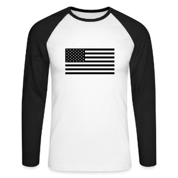 flag usa - Unisex Long Sleeve Baseball T-Shirt - white/black - Front - Nik (191cm)