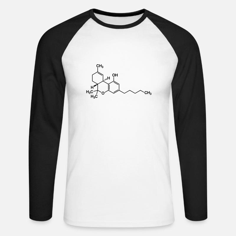 THC Tetrahydrocannabinol Cannabis - Unisex Baseballshirt langarm - Weiß/Schwarz