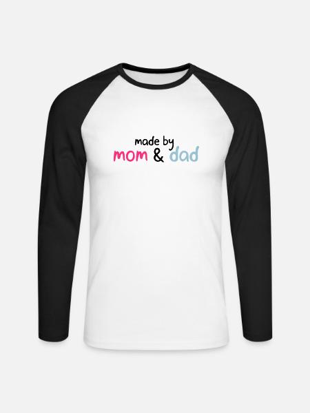 made by mom & dad - Unisex Long Sleeve Baseball T-Shirt - white/black
