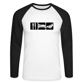 eat sleep bjj 01 brazilian jiu jitsu - Unisex Long Sleeve Baseball T-Shirt - white/black - Front - Nik (191cm)