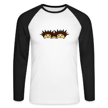 Cute Hedgehog Family - Unisex Baseballshirt langarm - Weiß/Schwarz - Vorne - Nik (191cm)