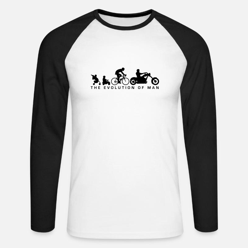 evolution_biker_022014_a_1c - Unisex Baseballshirt langarm - Weiß/Schwarz