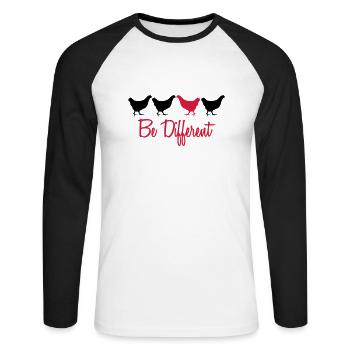 Be Different Hhs mit Text - Unisex Long Sleeve Baseball T-Shirt - white/black - Front - Nik (191cm)