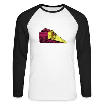 Güterzug Eisenbahn lok - Unisex Baseballshirt langarm - Weiß/Schwarz - Vorne - Nik (191cm)
