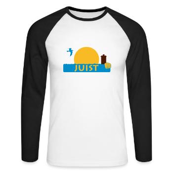 Juist - Unisex Baseballshirt langarm - Weiß/Schwarz - Vorne - Nik (191cm)
