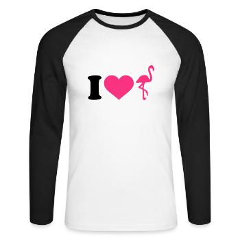 I love Flamingo - Unisex Long Sleeve Baseball T-Shirt - white/black - Front - Nik (191cm)