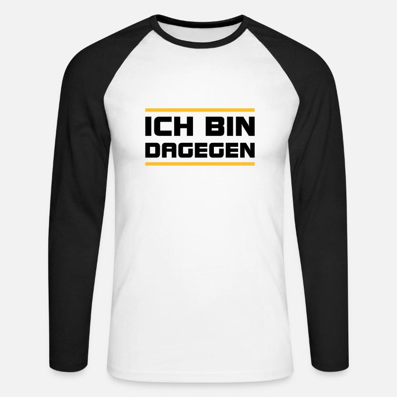Ich bin dagegen -V2 - Unisex Baseballshirt langarm - Weiß/Schwarz