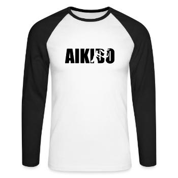Aikido - Unisex Baseballshirt langarm - Weiß/Schwarz - Vorne - Nik (191cm)