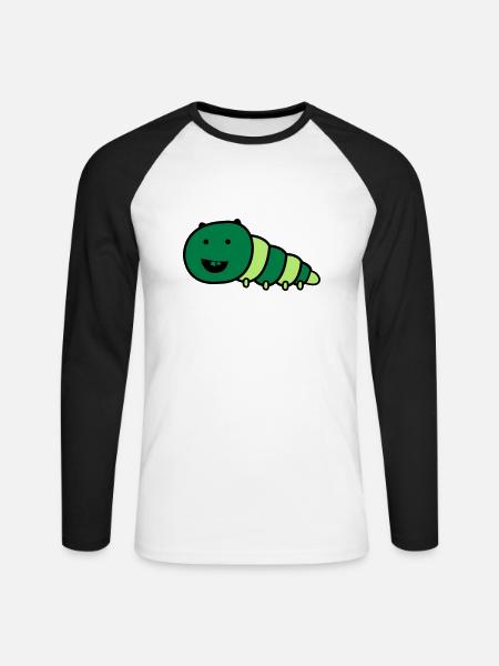 lustige_raupe - Unisex Long Sleeve Baseball T-Shirt - white/black