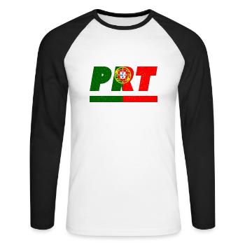 Drapeau Portugal drapeau PRT - T-shirt baseball manches longues Homme - blanc/noir - Devant - Nik (191cm)
