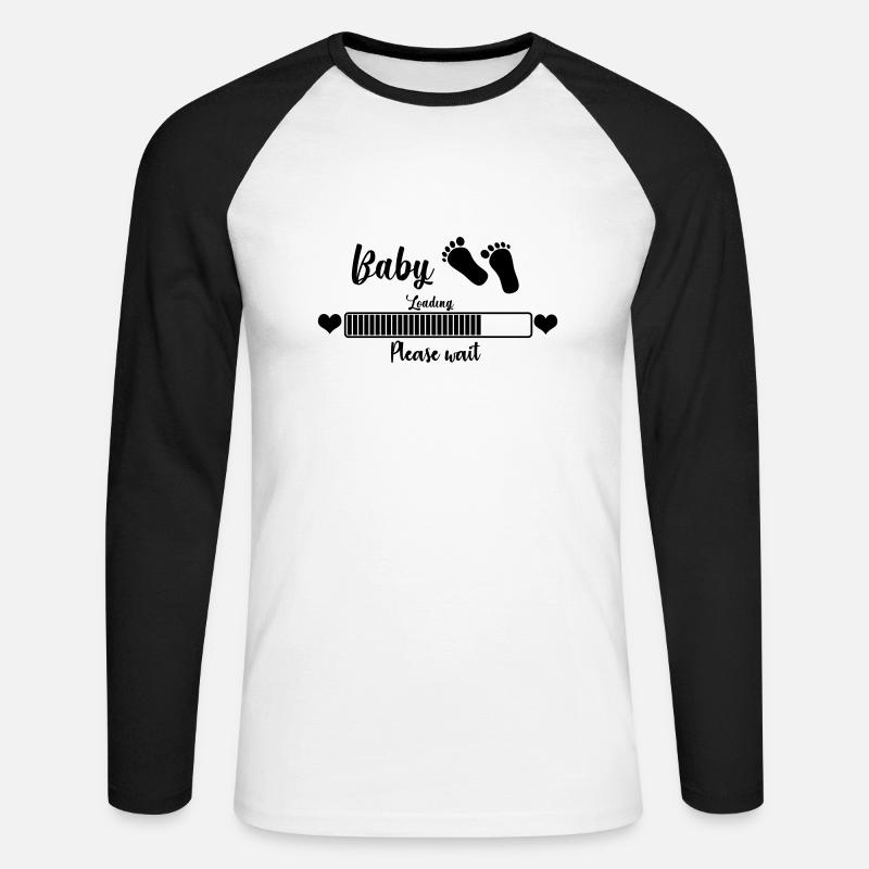 Baby Loading, Please Wait - Unisex Long Sleeve Baseball T-Shirt - white/black