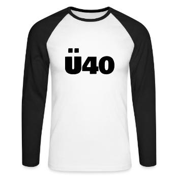 ü40 - Unisex Baseballshirt langarm - Weiß/Schwarz - Vorne - Nik (191cm)