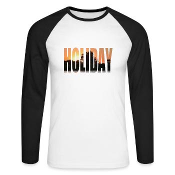 Feiertag - Unisex Baseballshirt langarm - Weiß/Schwarz - Vorne - Nik (191cm)
