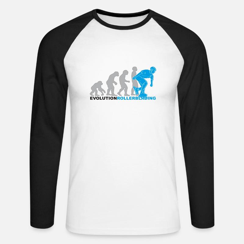 evolution rollerblading, inline skates, skating - Unisex Long Sleeve Baseball T-Shirt - white/black