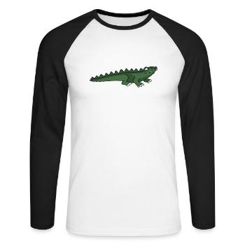 Crocodile - T-shirt baseball manches longues Homme - blanc/noir - Devant - Nik (191cm)
