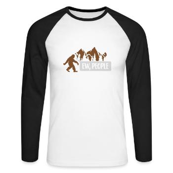 Zitat ew people Bigfoot - Unisex Baseballshirt langarm - Weiß/Schwarz - Vorne - Nik (191cm)