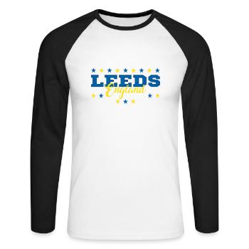 Leeds1 - T-shirt baseball manches longues Homme - blanc/noir - Devant - Nik (191cm)