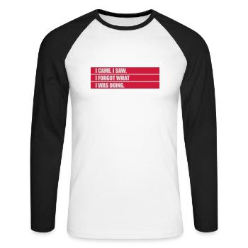I came saw forget - Unisex Long Sleeve Baseball T-Shirt - white/black - Front - Nik (191cm)
