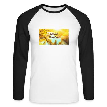 Real Sailor Sunseeker Outfit Urlaub Geschenkidee - Unisex Baseballshirt langarm - Weiß/Schwarz - Vorne - Nik (191cm)