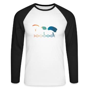 Parachutes are in my DNA - Unisex Long Sleeve Baseball T-Shirt - white/black - Front - Nik (191cm)