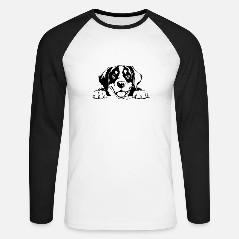 Großer Schweizer Sennenhund - Unisex Baseballshirt langarm - Weiß/Schwarz