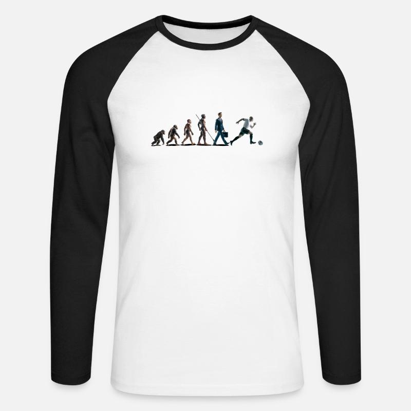 Evolution Fussball Zeichenfläche 1 - Unisex Baseballshirt langarm - Weiß/Schwarz