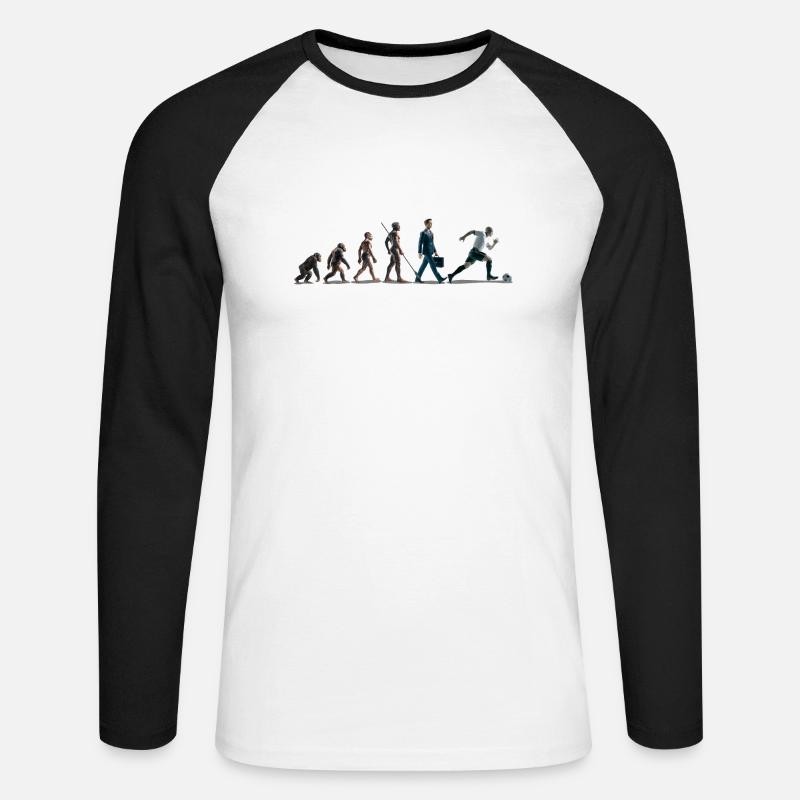 Evolution Fussball Zeichenfläche 1 - Unisex Baseballshirt langarm - Weiß/Schwarz
