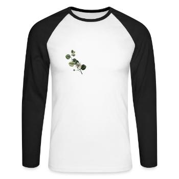 Nummer 65 Blumengrün - 65. Blumengeburtstag - Unisex Baseballshirt langarm - Weiß/Schwarz - Vorne - Nik (191cm)