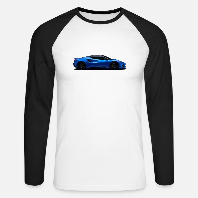 Auto sportiva blu - Maglia da baseball a manica lunga da uomo - bianco/nero