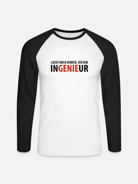 Lasst mich durch, ich bin Ingenieur - Unisex Baseballshirt langarm - Weiß/Schwarz