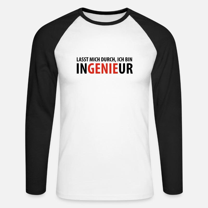 Lasst mich durch, ich bin Ingenieur - Unisex Baseballshirt langarm - Weiß/Schwarz