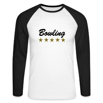 Bowling - Unisex Baseballshirt langarm - Weiß/Schwarz - Vorne - Nik (191cm)