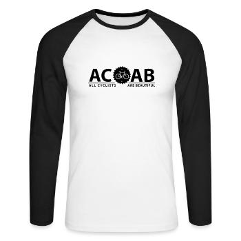 ACAB ALL CYCLISTS - Unisex Baseballshirt langarm - Weiß/Schwarz - Vorne - Nik (191cm)