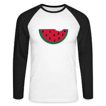 fruit pastèque pastèque - T-shirt baseball manches longues Homme - blanc/noir - Devant - Nik (191cm)