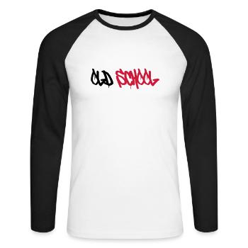 Old School ! - Unisex Long Sleeve Baseball T-Shirt - white/black - Front - Nik (191cm)