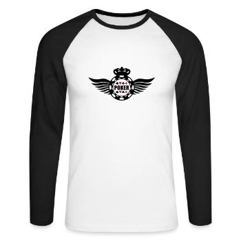 poker_king_wings_f2 - T-shirt baseball manches longues Homme - blanc/noir - Devant - Nik (191cm)