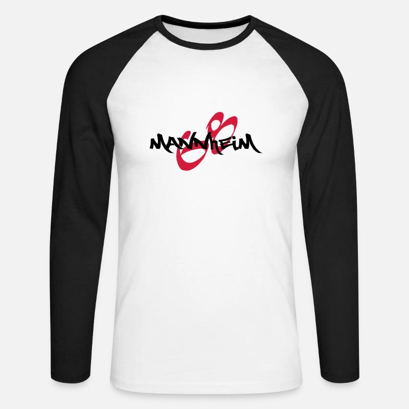 Mannheim-Graffiti - Unisex Baseballshirt langarm - Weiß/Schwarz