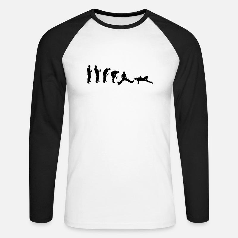 Drunk evolution - Unisex Long Sleeve Baseball T-Shirt - white/black