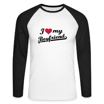 I love my boyfriend - T-shirt baseball manches longues Homme - blanc/noir - Devant - Nik (191cm)