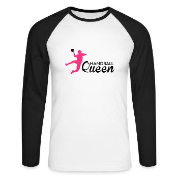 handball queen - Unisex Baseballshirt langarm - Weiß/Schwarz - Vorne - Nik (191cm)