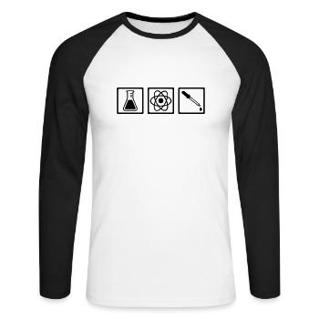Chimiste - T-shirt baseball manches longues Homme - blanc/noir - Devant - Nik (191cm)