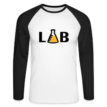 LAB (2c) - T-shirt baseball manches longues Homme - blanc/noir - Devant - Nik (191cm)