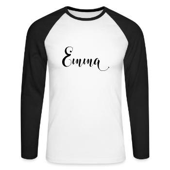emma - Unisex Baseballshirt langarm - Weiß/Schwarz - Vorne - Nik (191cm)