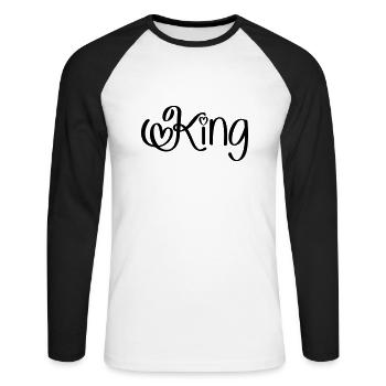 King with heart - Unisex Long Sleeve Baseball T-Shirt - white/black - Front - Nik (191cm)