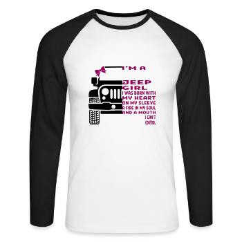 I'm A Jeep Girl - Unisex Baseballshirt langarm - Weiß/Schwarz - Vorne - Nik (191cm)
